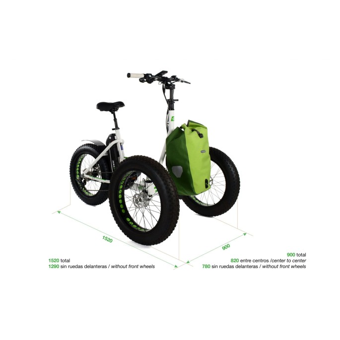Tricycle Adulte Fat bike électrique 2 roues avant Etnnic fat 2.0