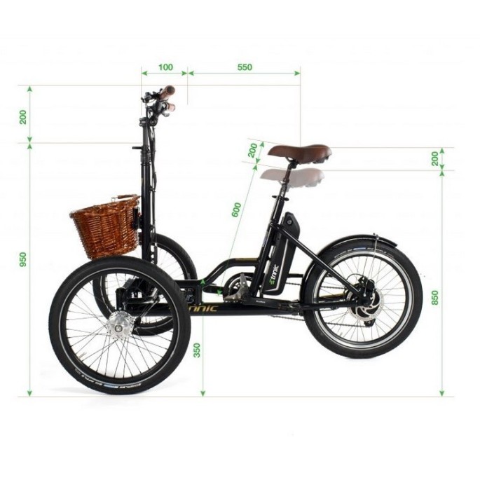 Tricycle electrique adulte 2 roues avant Etnnic City 2.0